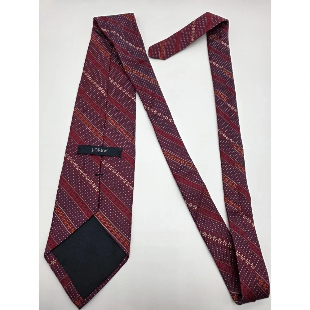 J.CREW Silk Tie Striped Red Orange Blue 57
